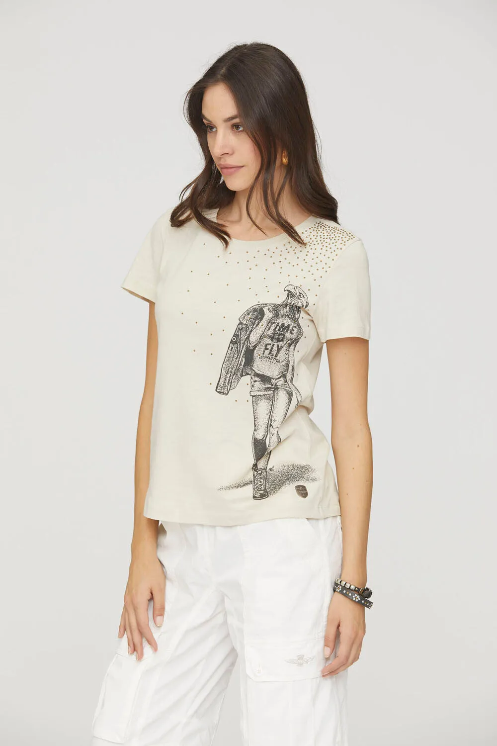 Eagle woman t-shirt with studs