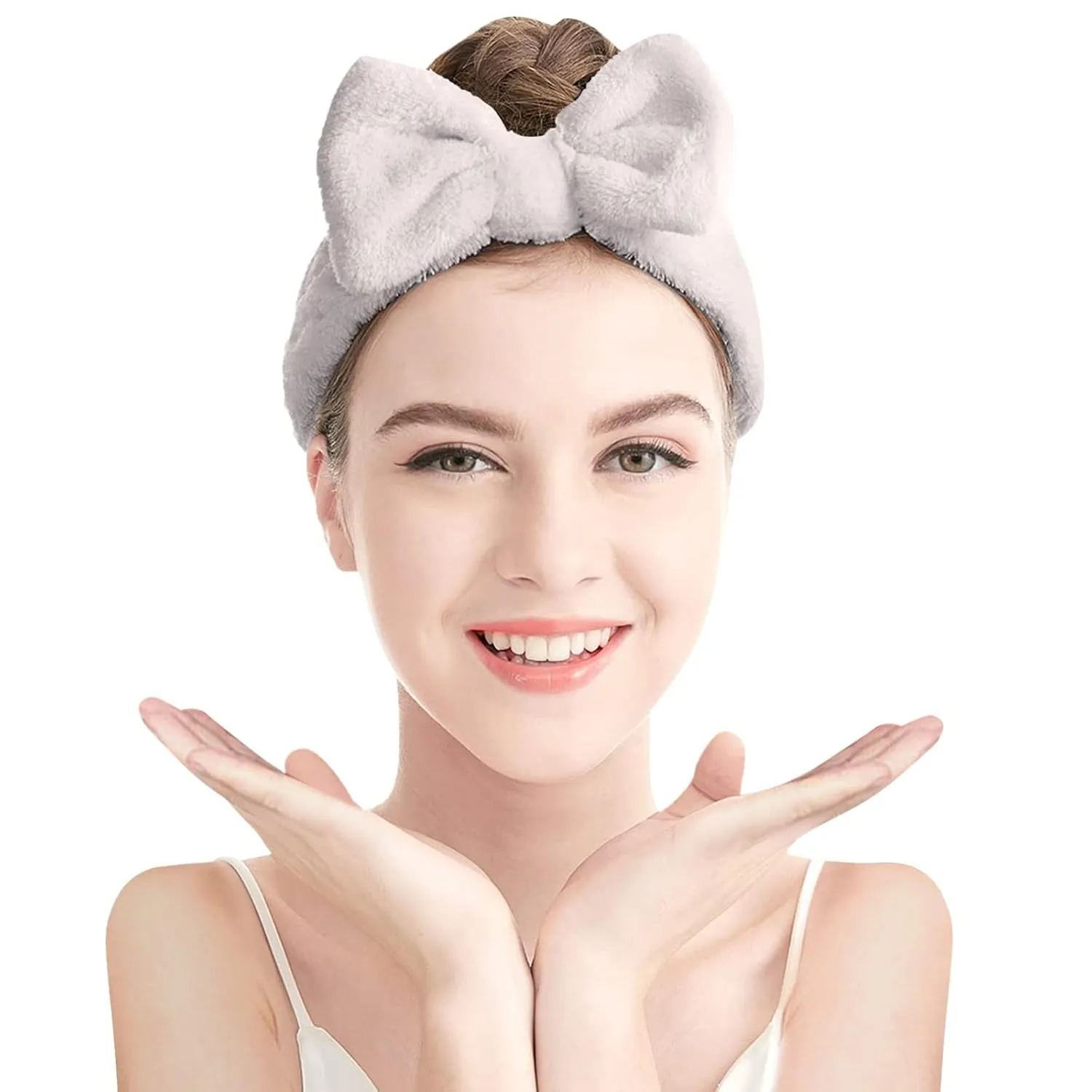 Elastic Hair Band Women Bowknot Bow Makeup Cosmetic Headbands Soft Coral Fleece Head Wraps