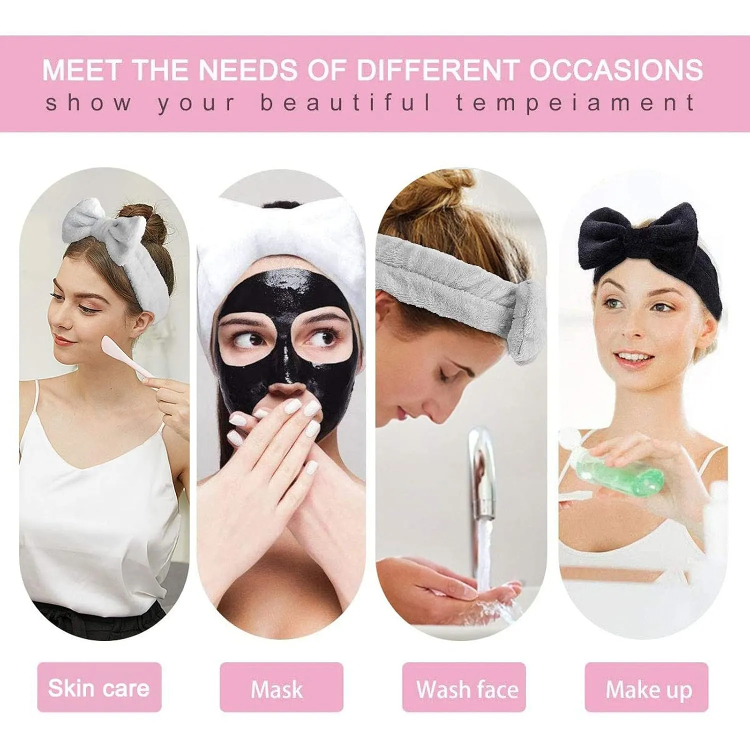 Elastic Hair Band Women Bowknot Bow Makeup Cosmetic Headbands Soft Coral Fleece Head Wraps