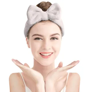 Elastic Hair Band Women Bowknot Bow Makeup Cosmetic Headbands Soft Coral Fleece Head Wraps