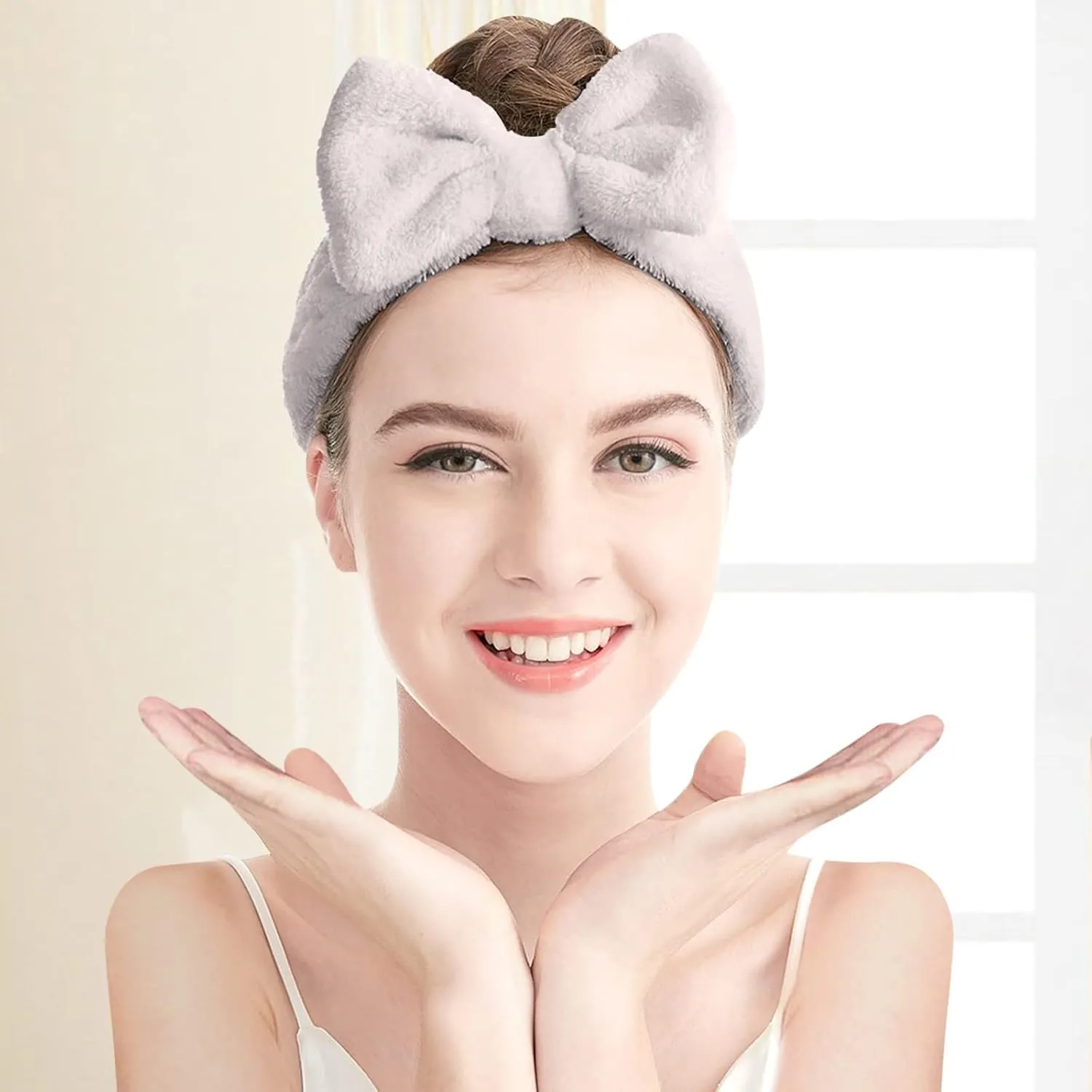 Elastic Hair Band Women Bowknot Bow Makeup Cosmetic Headbands Soft Coral Fleece Head Wraps