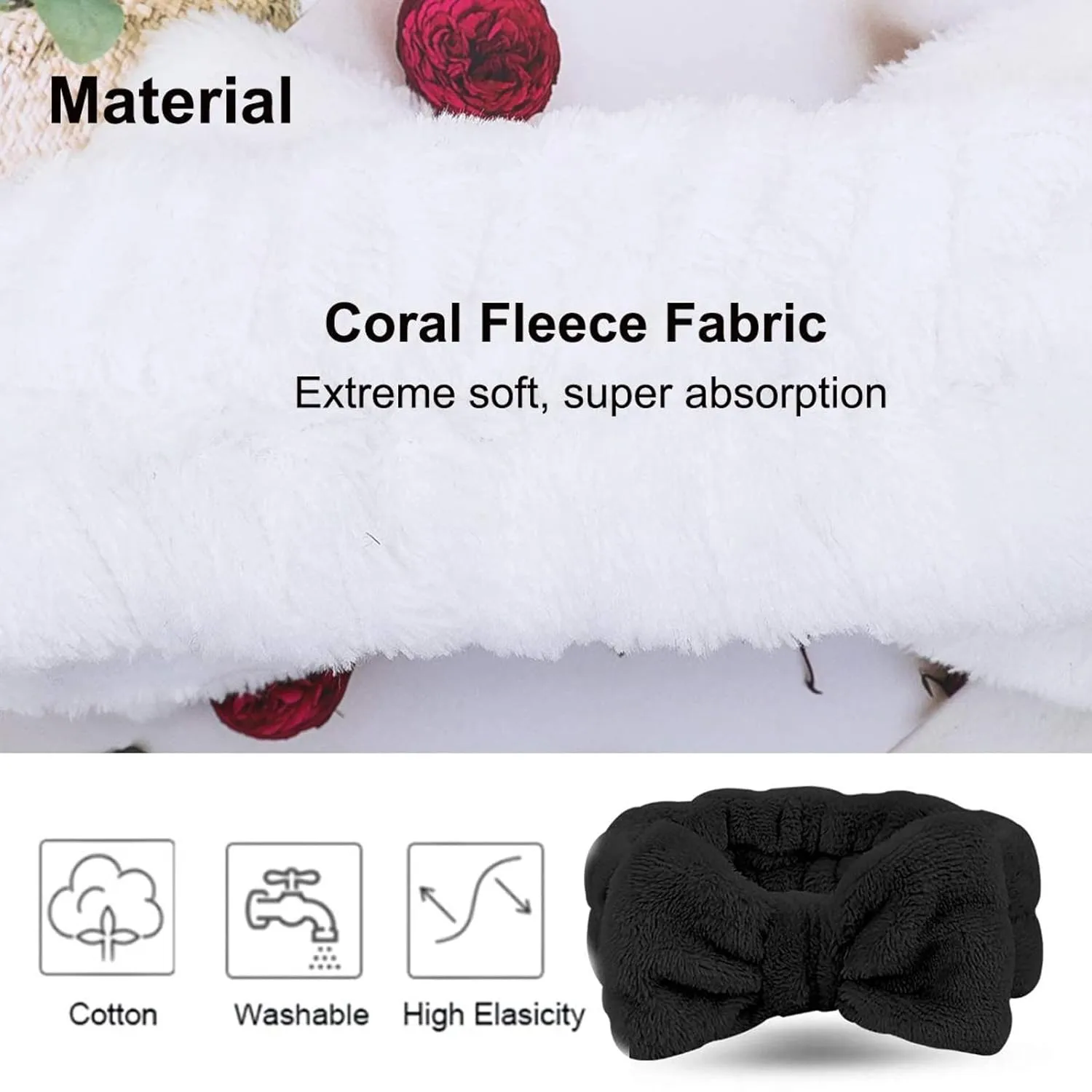 Elastic Hair Band Women Bowknot Bow Makeup Cosmetic Headbands Soft Coral Fleece Head Wraps