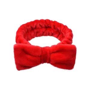 Elastic Hair Band Women Bowknot Bow Makeup Headbands Soft Coral Fleece Head Wraps