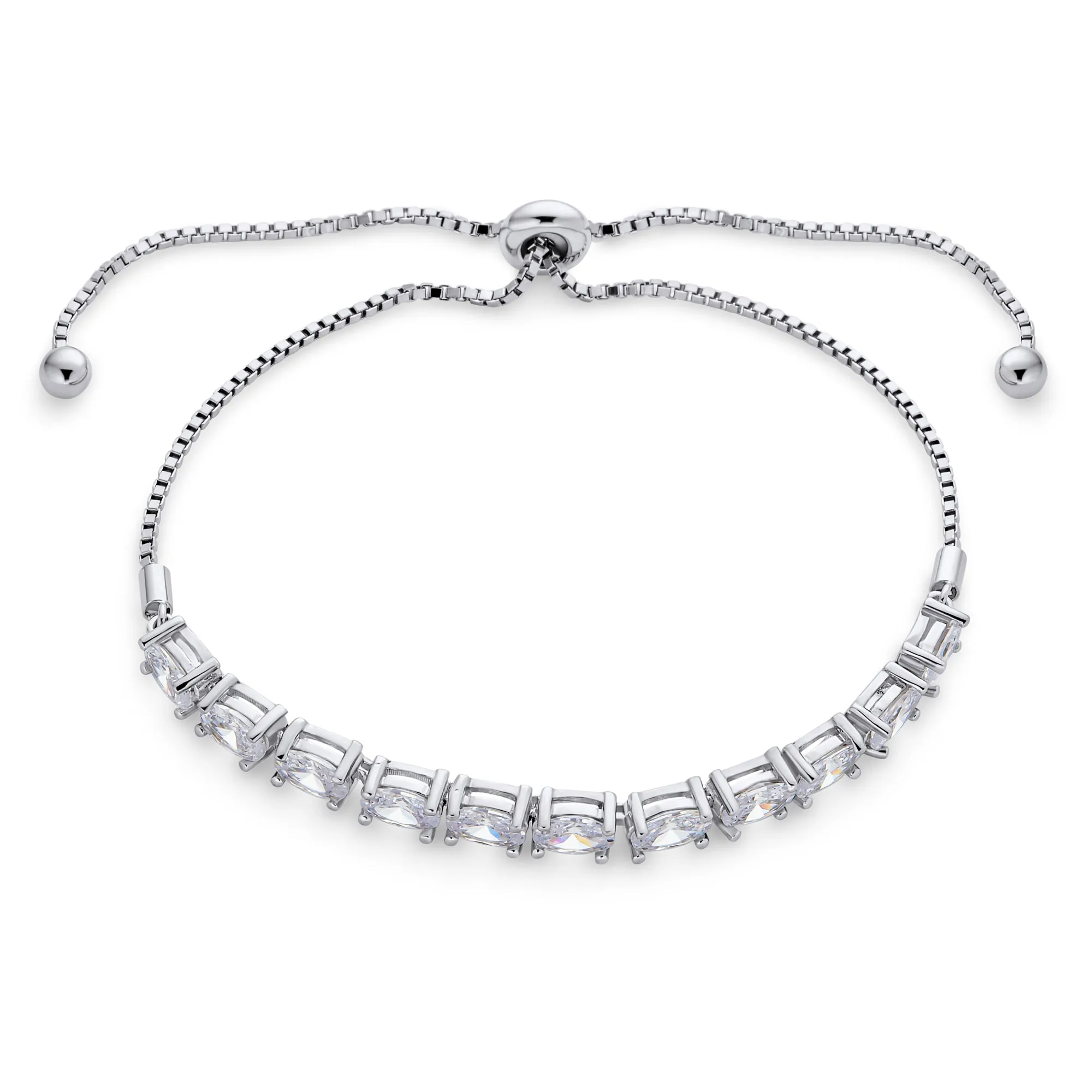 Elegant Bridal Oval Cut CZ Tennis Bracelet in Sterling Silver - 3 CTW Bolo Design