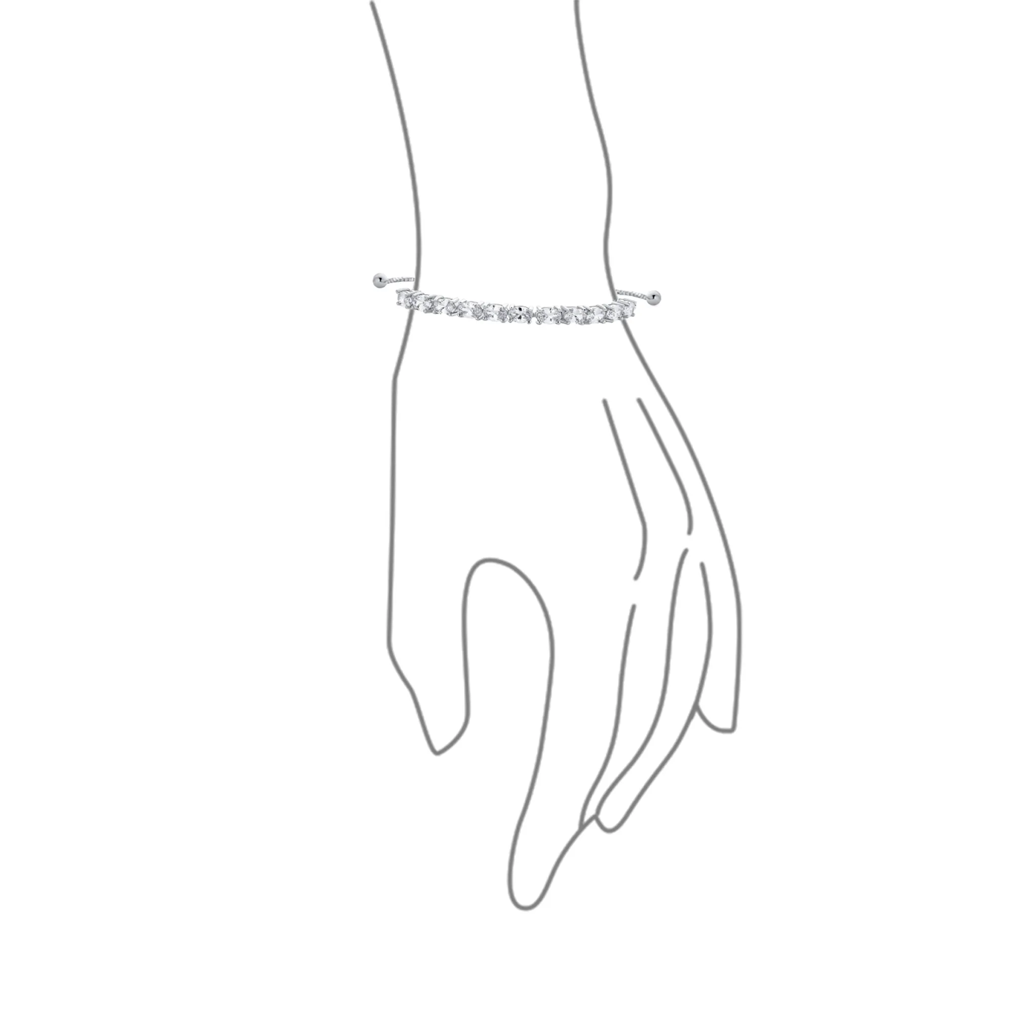 Elegant Bridal Oval Cut CZ Tennis Bracelet in Sterling Silver - 3 CTW Bolo Design