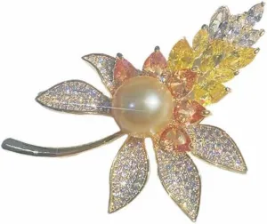 Elegant Floral Brooch Pin for Women, Handmade Crystal & Pearl Boutonniere Lapel Pin for Suit, Dress, Hat, Bag, Scarf Accessories Floral Brooches and Pins
