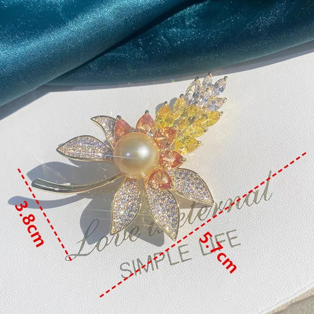 Elegant Floral Brooch Pin for Women, Handmade Crystal & Pearl Boutonniere Lapel Pin for Suit, Dress, Hat, Bag, Scarf Accessories Floral Brooches and Pins