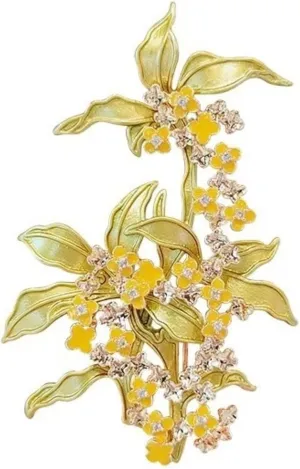 Elegant Flower Brooch for Women, Vintage Premium Enamel Boutonniere, Coat and Suit Pendant Necklace, Jasmine Magnolia Lily Osmanthus Designs