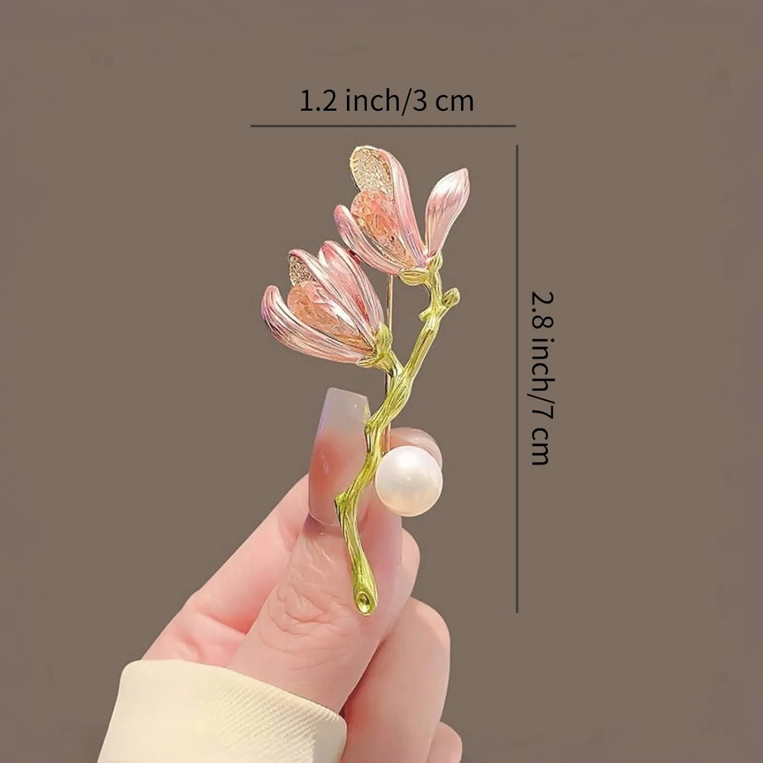Elegant Flower Brooch for Women, Vintage Premium Enamel Boutonniere, Coat and Suit Pendant Necklace, Jasmine Magnolia Lily Osmanthus Designs