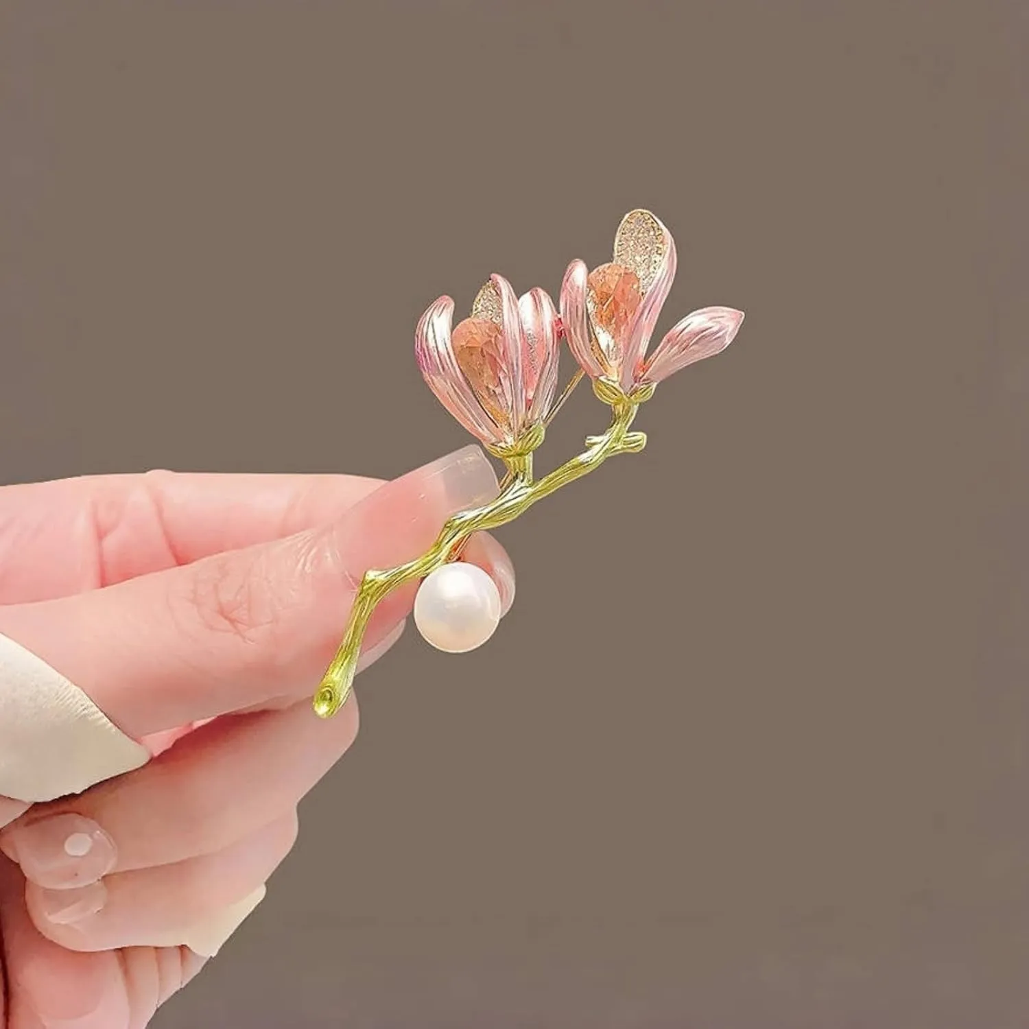 Elegant Flower Brooch for Women, Vintage Premium Enamel Boutonniere, Coat and Suit Pendant Necklace, Jasmine Magnolia Lily Osmanthus Designs