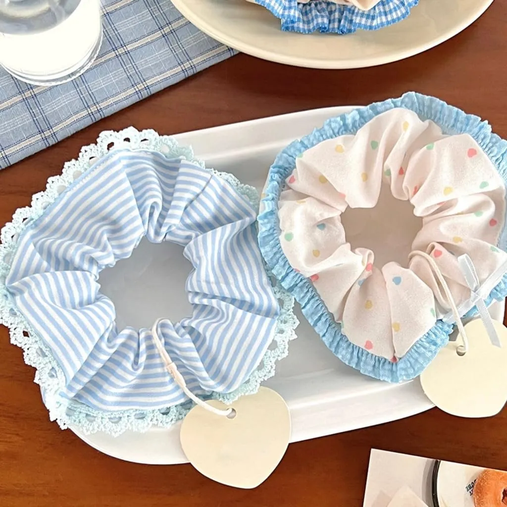 Elegant Hair Tie Hair Scrunchies with Ribbon Bowtie Elastic Hairband Hair Rope Scrunchy Lace Hairband Girl Hair Decors