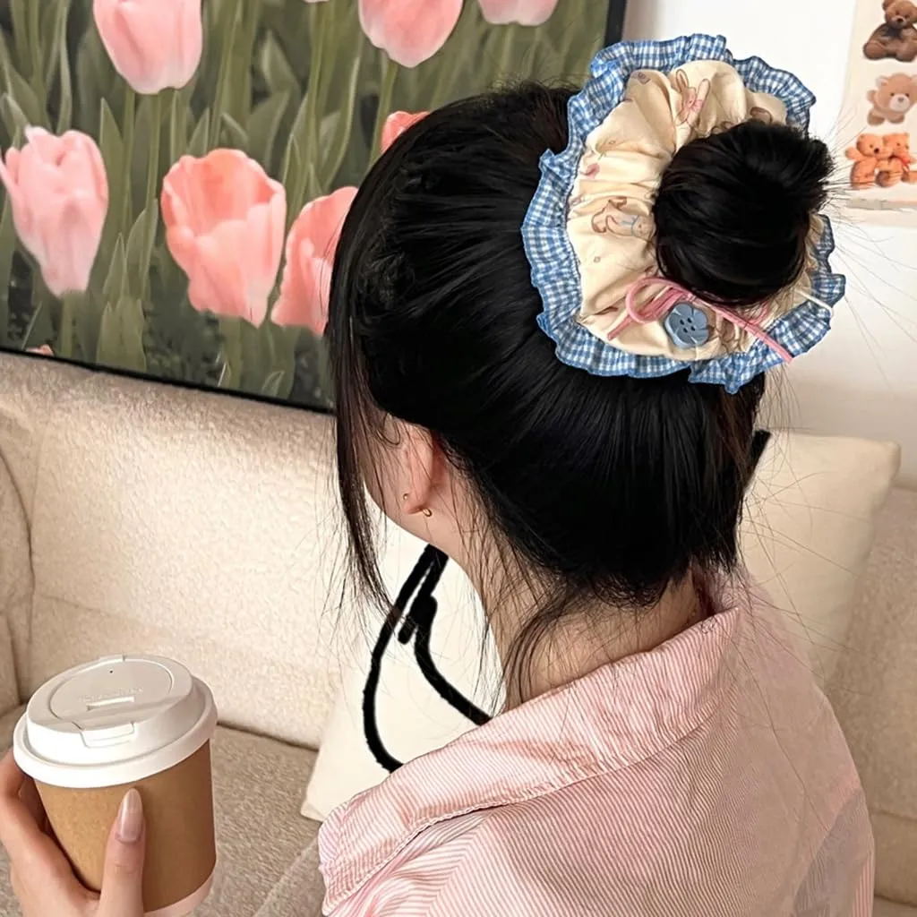 Elegant Hair Tie Hair Scrunchies with Ribbon Bowtie Elastic Hairband Hair Rope Scrunchy Lace Hairband Girl Hair Decors