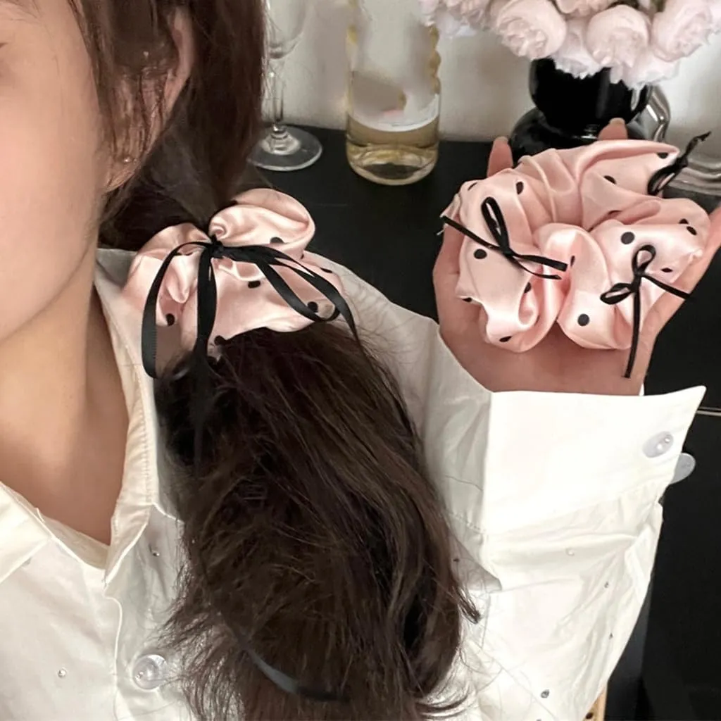 Elegant Hair Tie Hair Scrunchies with Ribbon Bowtie Elastic Hairband Hair Rope Scrunchy Lace Hairband Girl Hair Decors