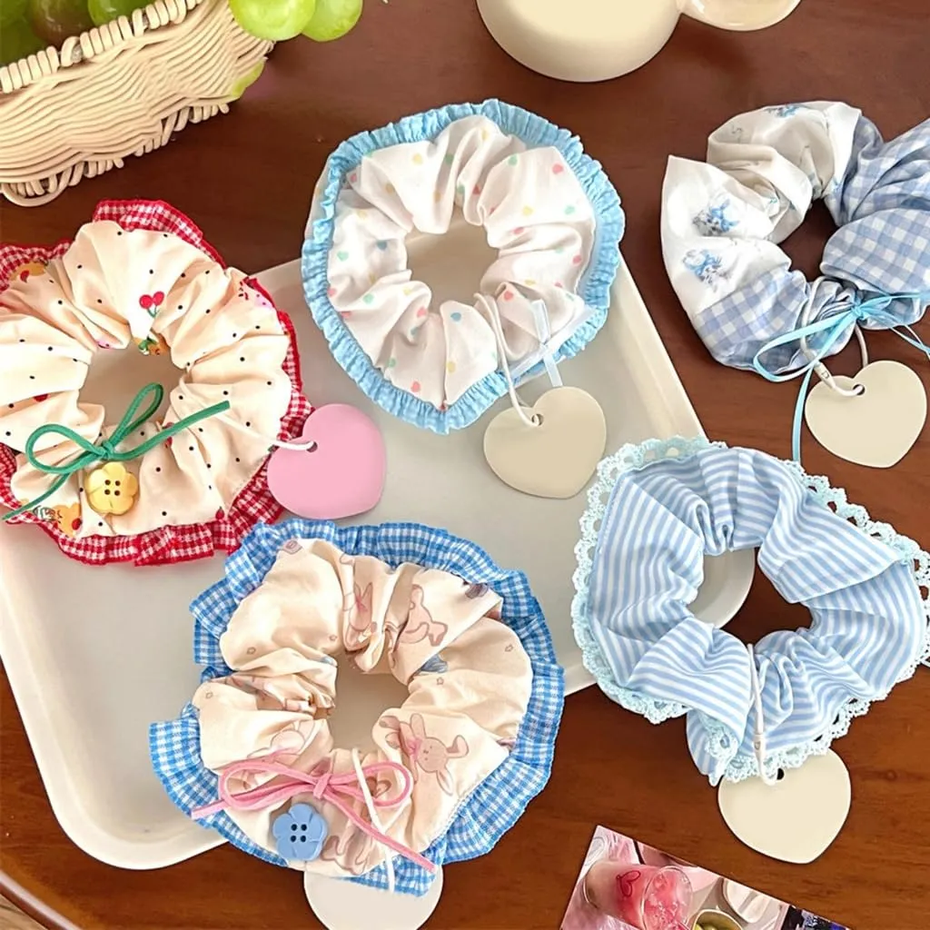 Elegant Hair Tie Hair Scrunchies with Ribbon Bowtie Elastic Hairband Hair Rope Scrunchy Lace Hairband Girl Hair Decors