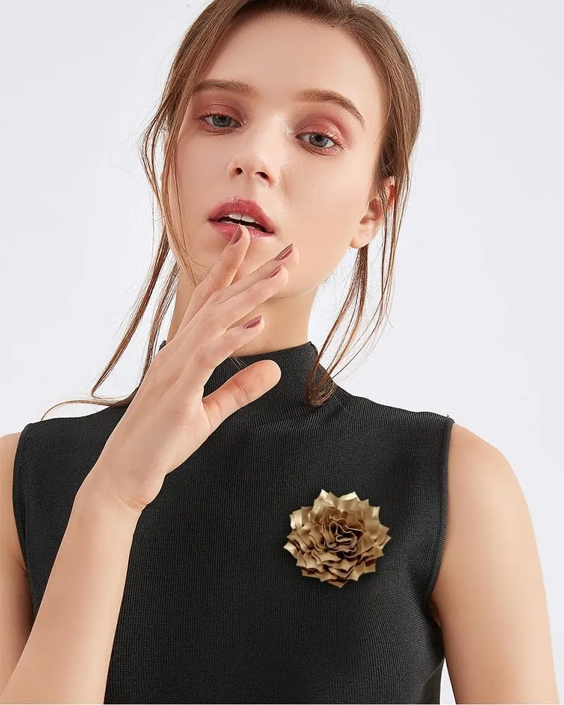 Elegant Leather Peony Flower Brooch Pin for Women Men Handmade Dainty Imitation Leather Rose Floral Brooches Lapel Pins Glossy Wedding Holiday Christmas Dress Accessories Jewelry Gift