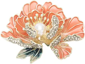 Elegant Rhinestone Peony Brooches Pin, Delicate Flower Brooch Lapel Pins, Elegant Dress Accessories for Wedding Christmas Birthday Jewelry Gift