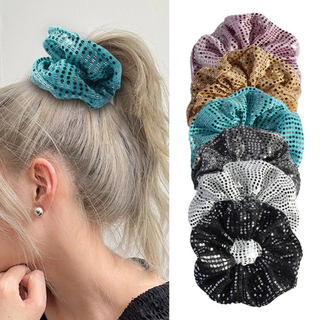 Elegant Sequined Scrunchies for Women Soft Fabric Hairbands Elastic Hair Ties Comfortable Hairpieces Hair Decoration
