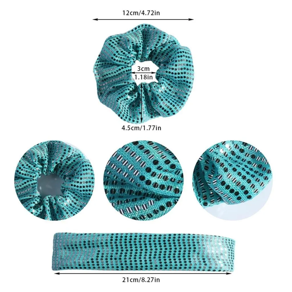 Elegant Sequined Scrunchies for Women Soft Fabric Hairbands Elastic Hair Ties Comfortable Hairpieces Hair Decoration