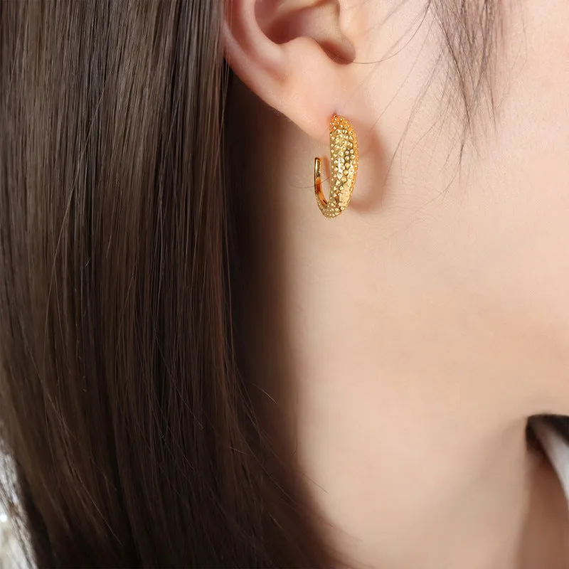 Elegant Titanium Steel Earrings with Irregular Patterns