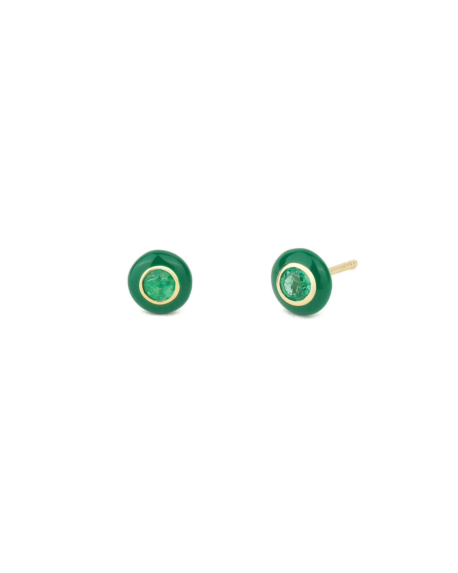 Enamel Round Stone Studs