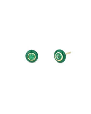 Enamel Round Stone Studs