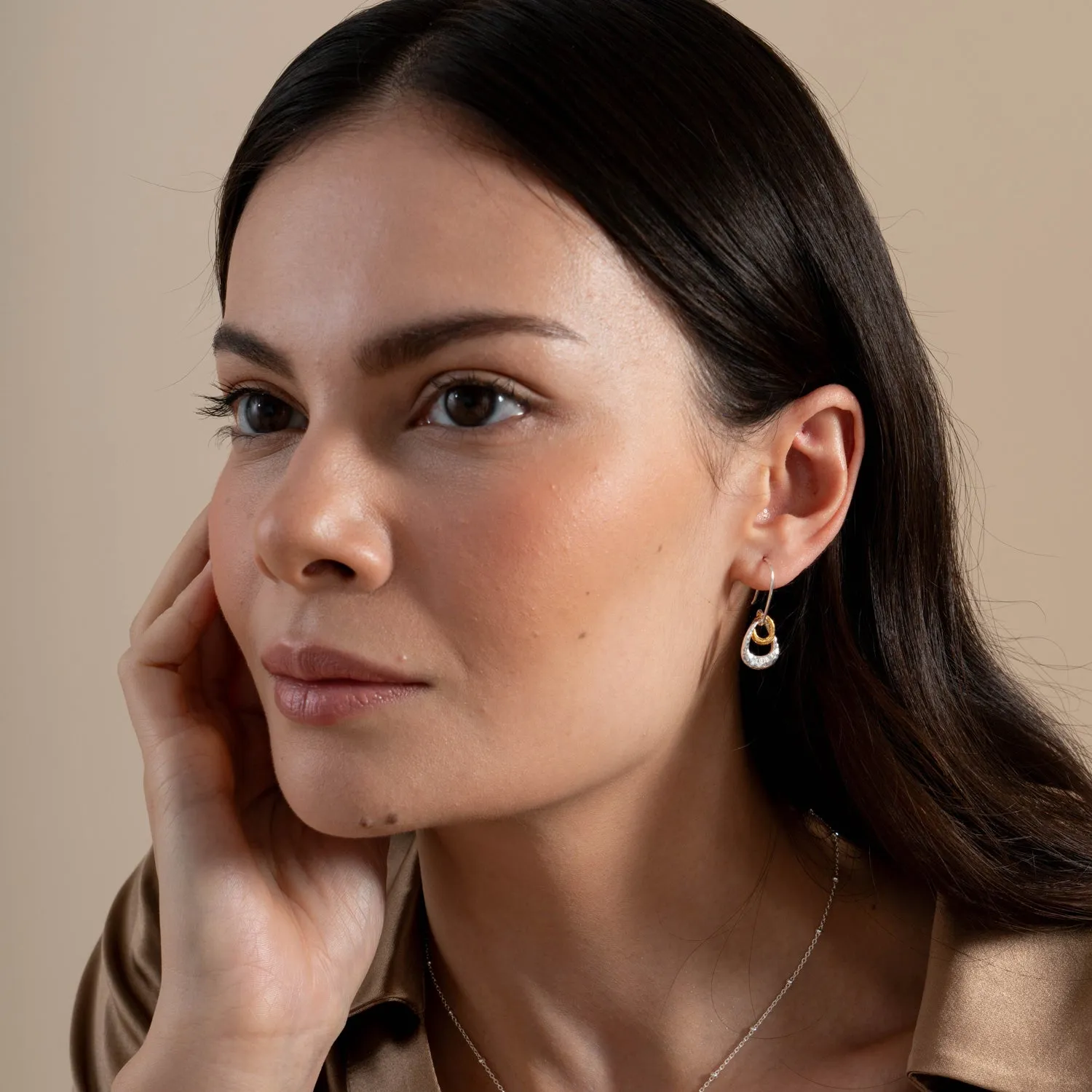Entwined Double Oval Drop Earrings