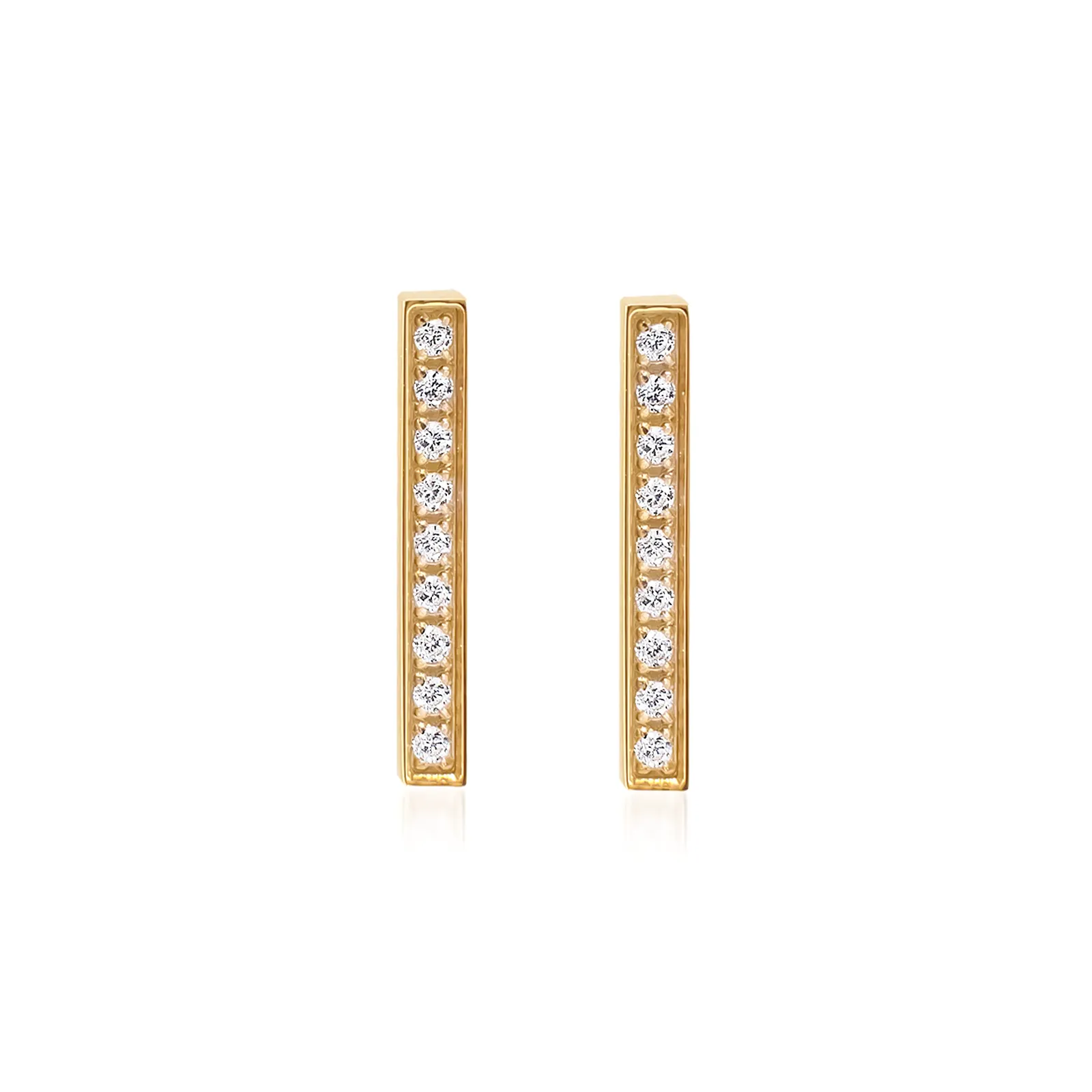 ER107G B.Tiff Gold 9-Stone Short Bar Earrings