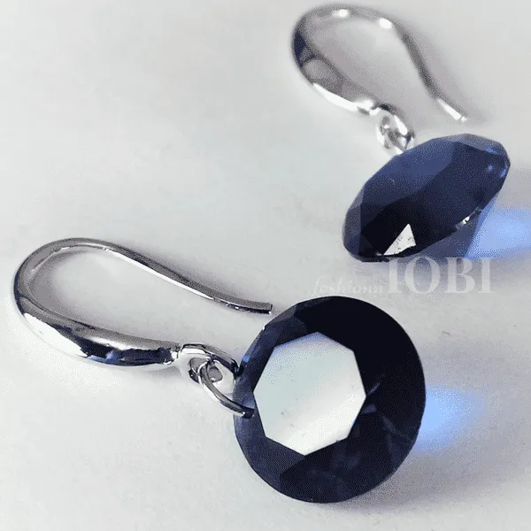 Exotic Sapphire Naked IOBI Crystals Silver Drill Earrings - 10mm for Woman