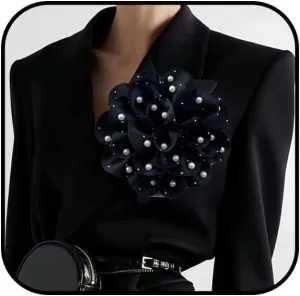 Fabric Rose Flower Brooches for Women Dainty Satin Fabric Pearl Brooches Big Camellia Flower Brooch Pin Elegant Dress Suit Accessories Jewelry