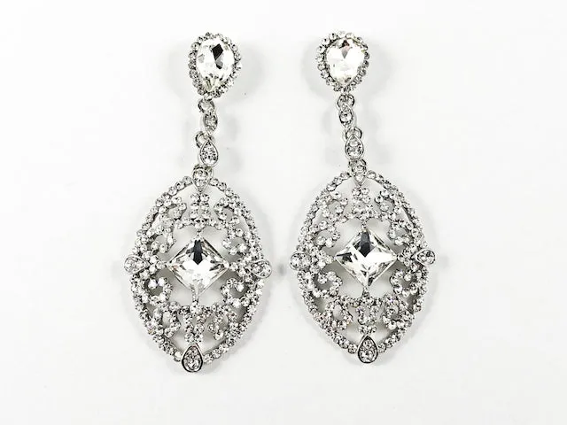 Fancy Long Unique Oval Shape Vintage Style Drop Fashion Earrings