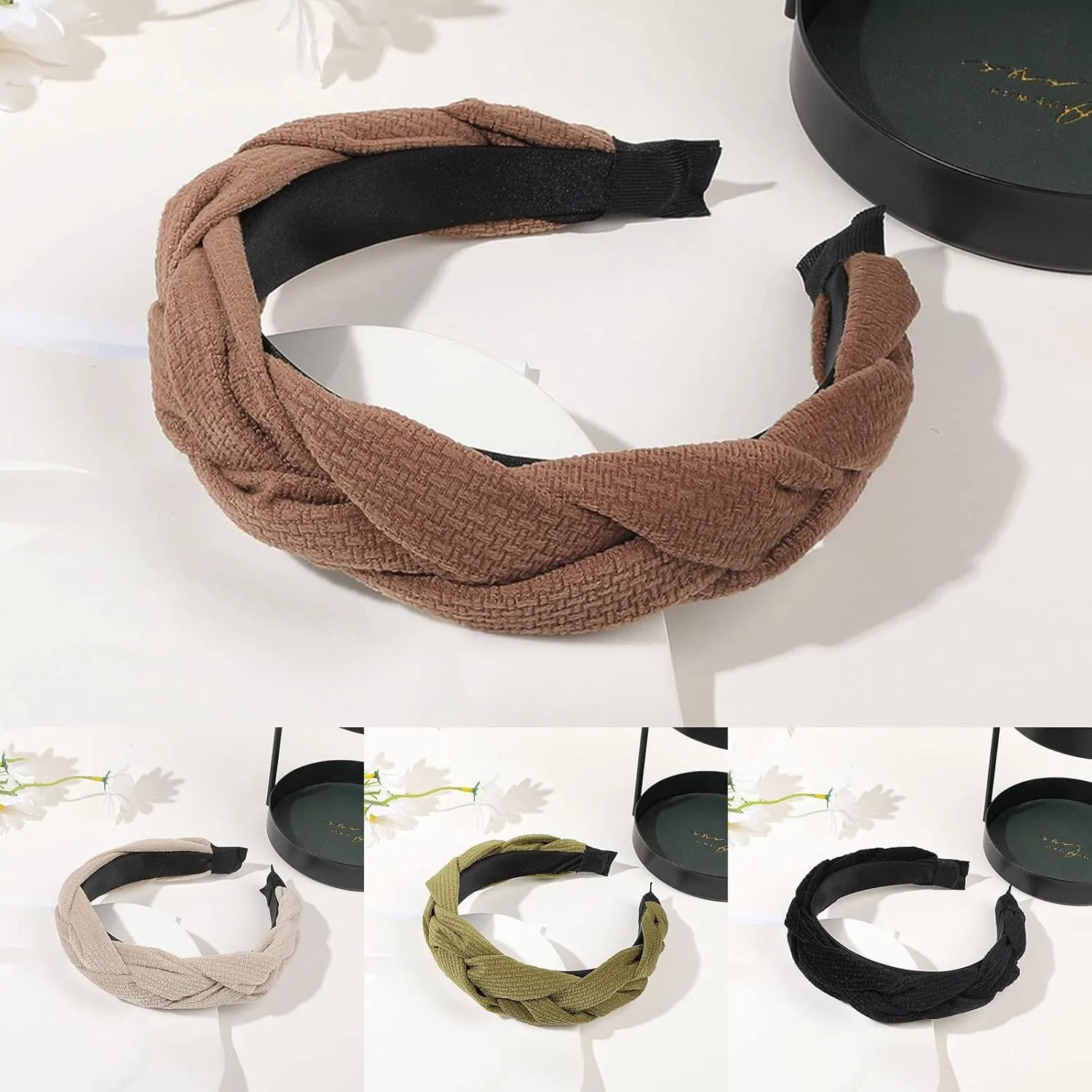 Fashion Headbands for Women Non Slip Wide Head Bands Cute Boho Hair Hoops Accessories for Girls (Green, One Size)