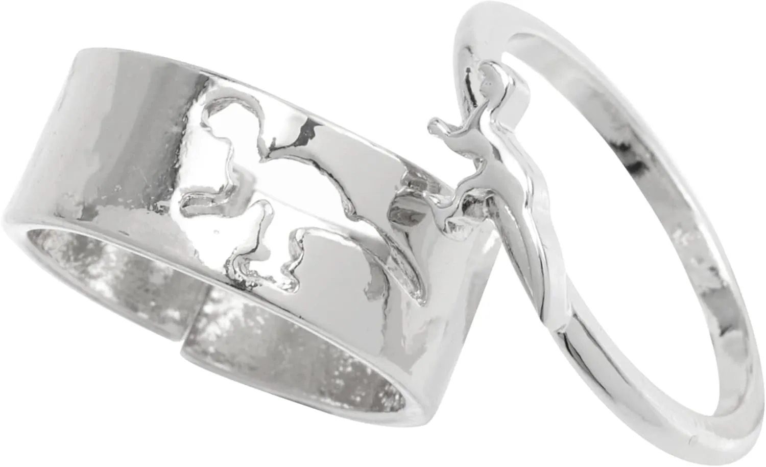 Fashion Open Band Couples Ring Set Matching Ring Jewelry for Women Men Dinosaur Design