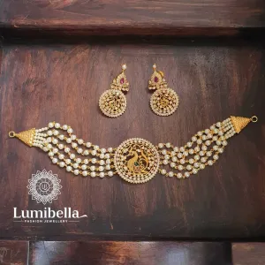 Five Layer Pearl Peacock Choker