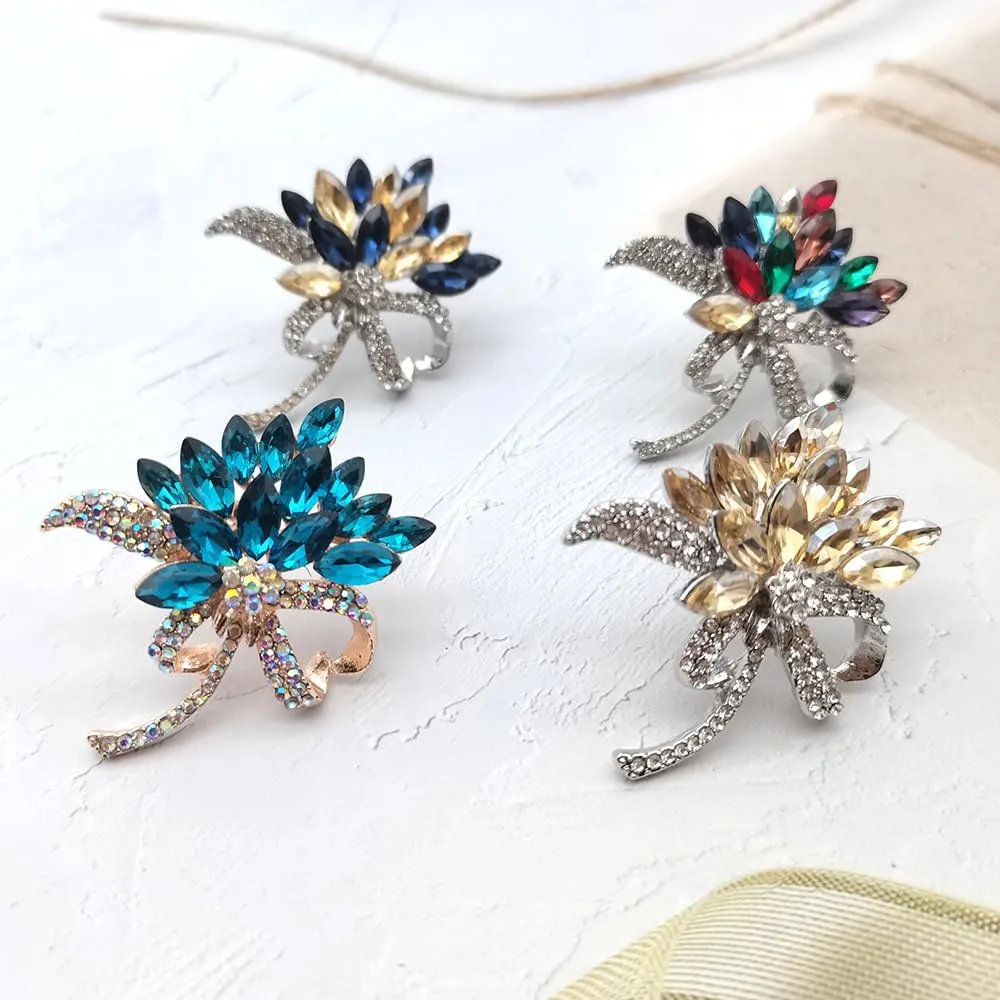 Floral Brooches & Pins - Elegant Crystals Rhinestone Women's Corsage Pin for Wedding Bouquet