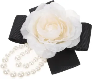 Flower Brooch Pin with Pearl and Bow Design Elegant Aesthetic Lapel Pin Decoration for Scarf Hat Suit Women Special Occasions