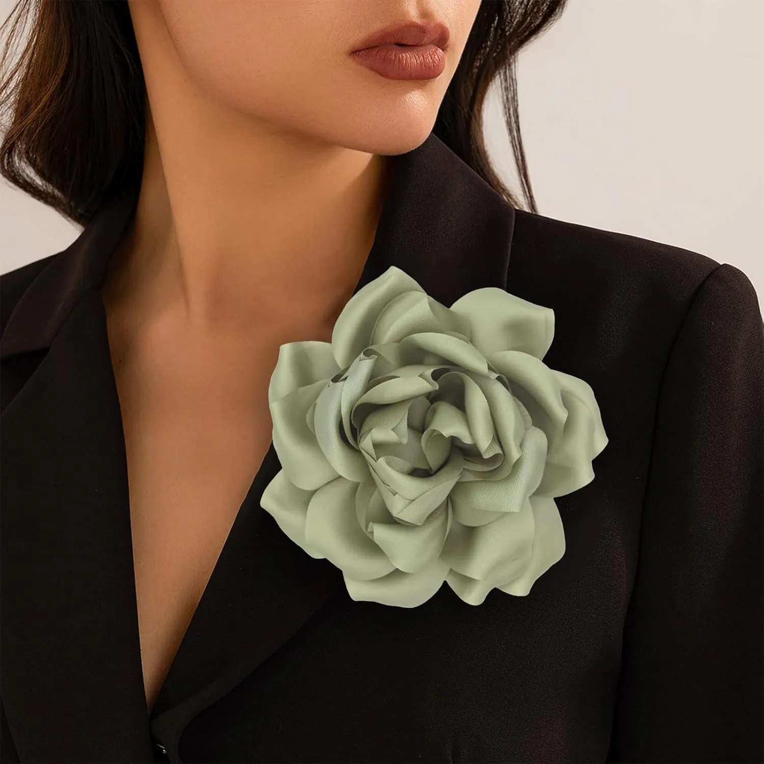 Flower Brooch Pins for Women 5.5in Lapel Pins Large Rose Floral Brooches Dainty Satin Fabric Brooches Rose Flower Hair Clips Wedding Party Dance Clothes Accessories Jewelry