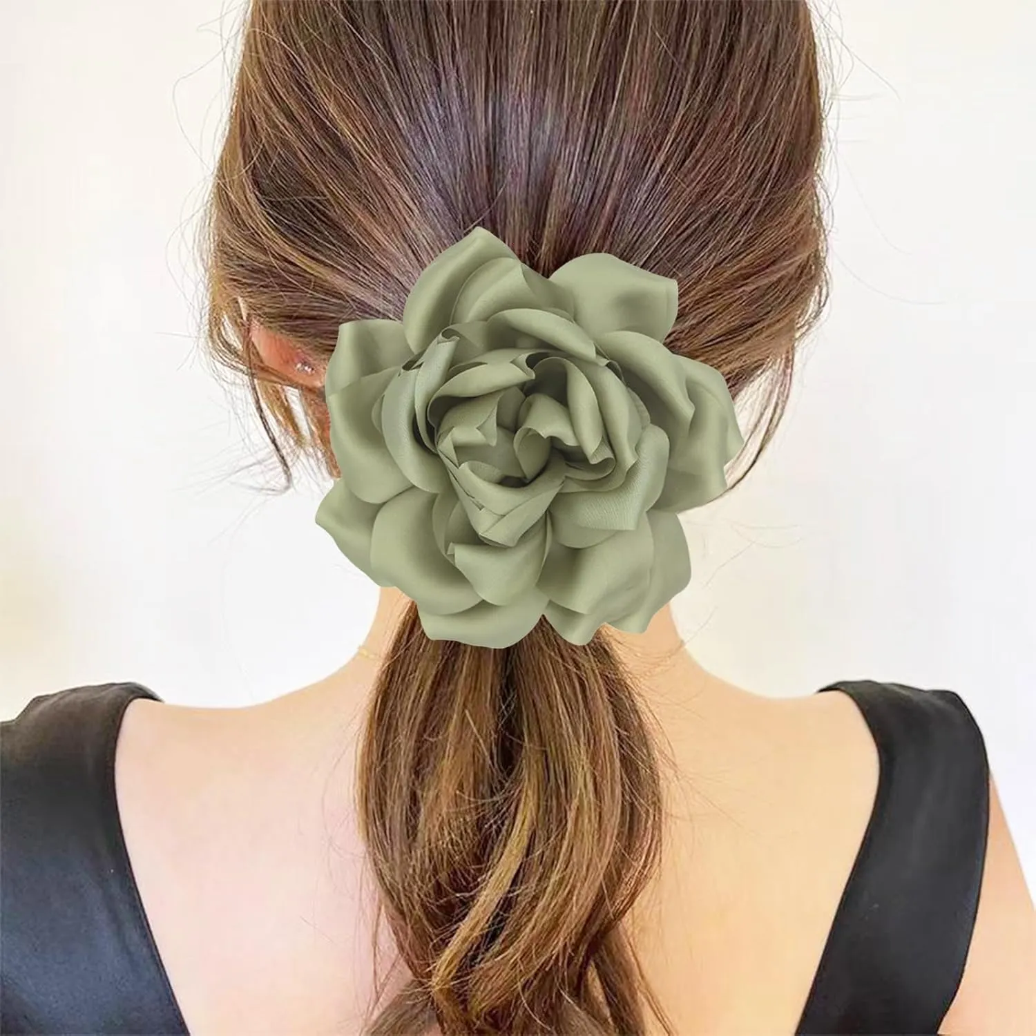 Flower Brooch Pins for Women 5.5in Lapel Pins Large Rose Floral Brooches Dainty Satin Fabric Brooches Rose Flower Hair Clips Wedding Party Dance Clothes Accessories Jewelry
