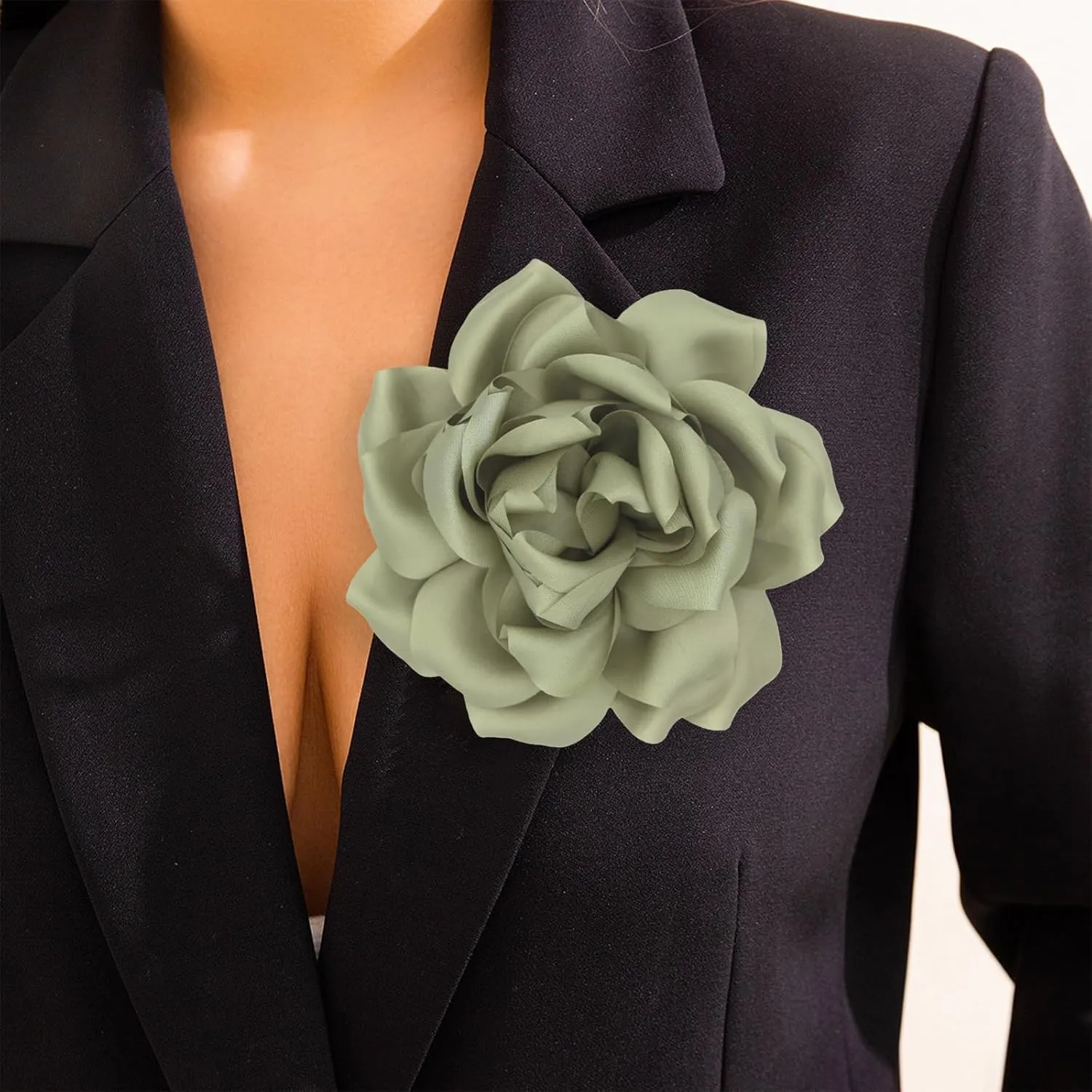 Flower Brooch Pins for Women 5.5in Lapel Pins Large Rose Floral Brooches Dainty Satin Fabric Brooches Rose Flower Hair Clips Wedding Party Dance Clothes Accessories Jewelry