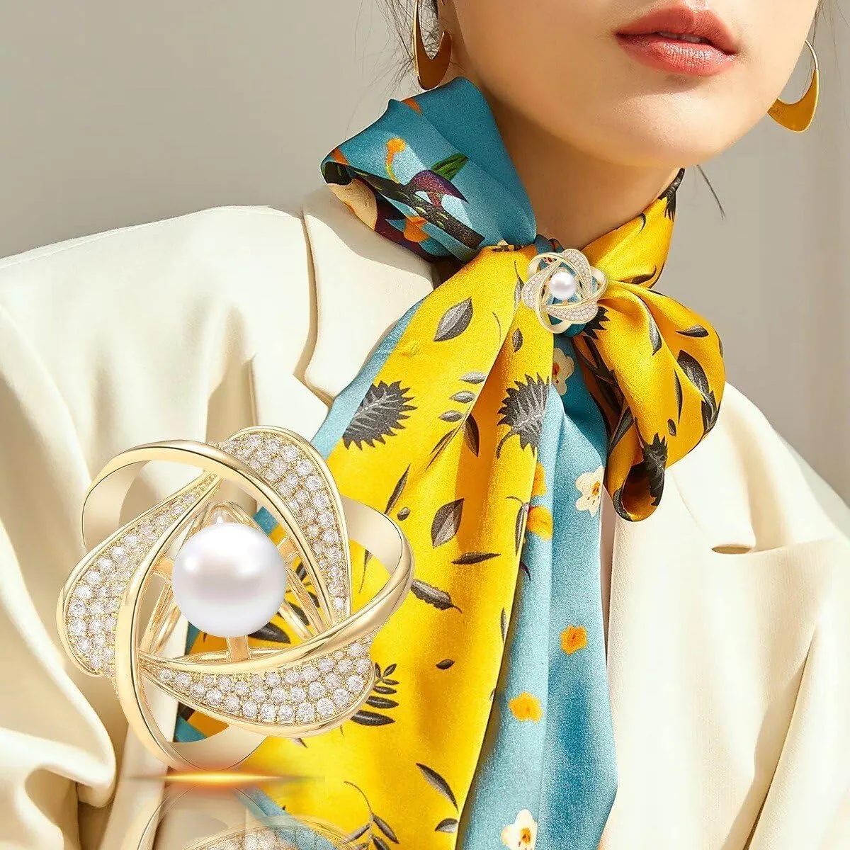 Flower Floral Brooch Pin Pearl Rhinestone Crystal Brooches Pins Scarf Brooch Clip Christmas Brooch Dress Accessories for Women