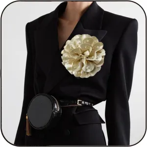 Flower Pins Large Flower Brooches Dainty Satin Fabric Rose Flower Brooches Lapel Pins Delicate Elegant Silk Camellia Flower Oversized Brooch Pin for Women Wedding Part Dance Dress Suit Clothes Accessories Prom Jewelry Gifts
