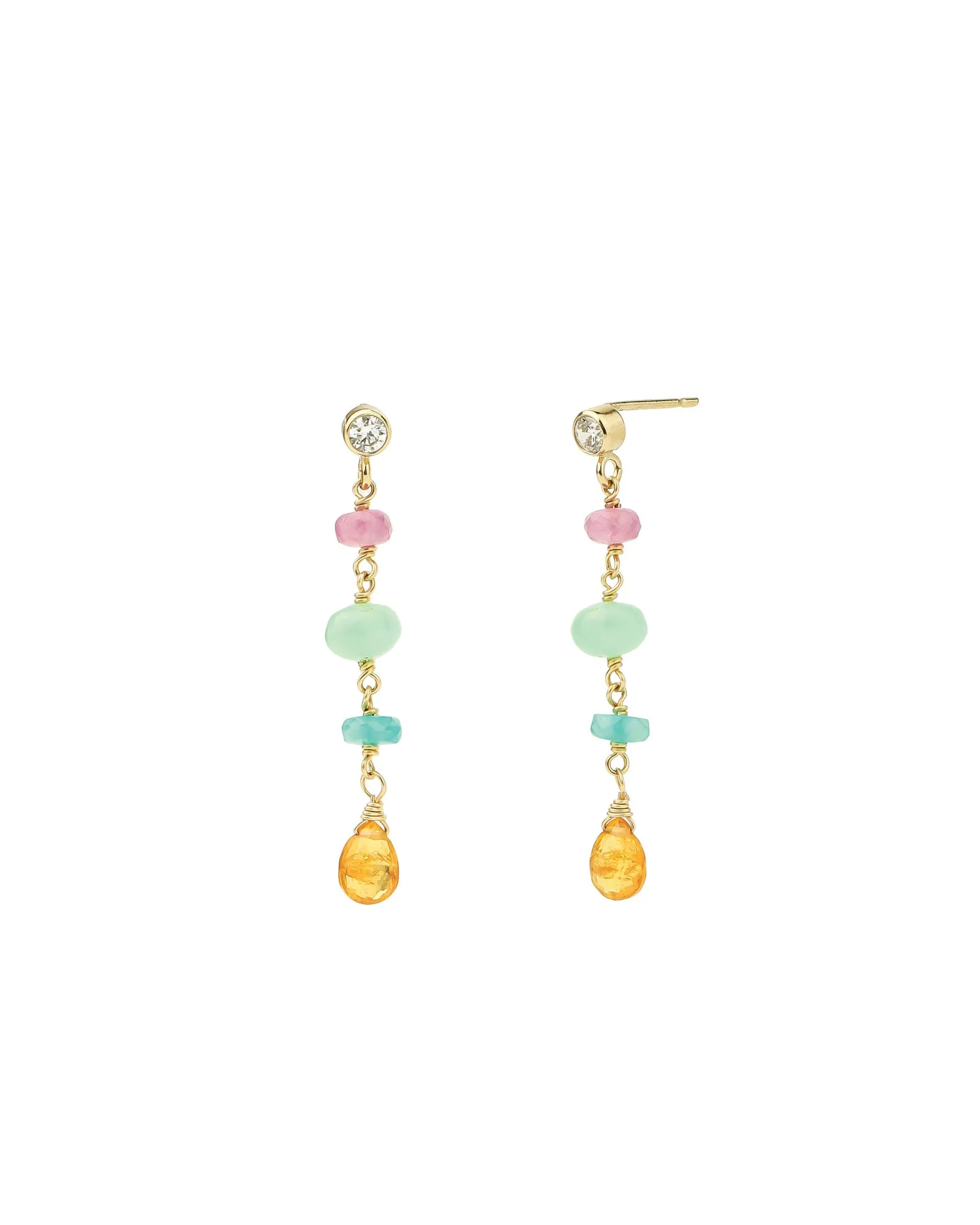 Four Mixed Stone Drop Studs