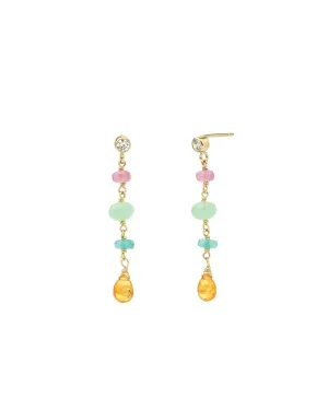 Four Mixed Stone Drop Studs