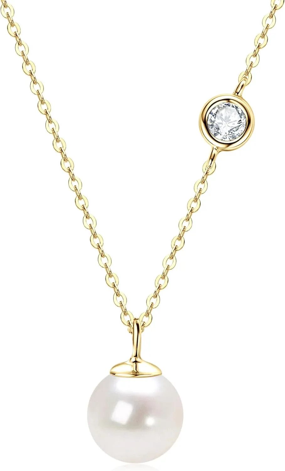 Freshwater Pearl Necklaces for Women, 14K Gold Plated Layered Pearl Necklaces Trendy Simple Chain Necklace for Women Gold Jewelry Gifts