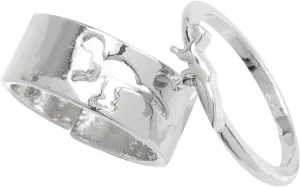 GALPADA Fashion Open Band Couples Matching Rings Dinosaur Ring Set for Wedding Engagement