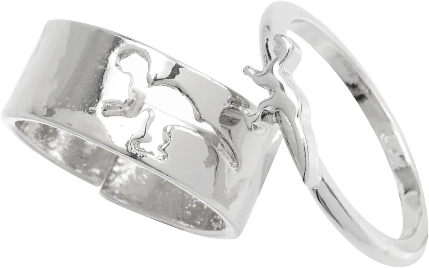 GALPADA Fashion Open Band Couples Matching Rings Dinosaur Ring Set for Wedding Engagement