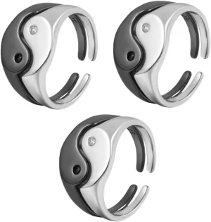 Gatuida 3 Pairs Adjustable Matching Ring Couples Ring Jewelry Set for Engagement Party Banquet