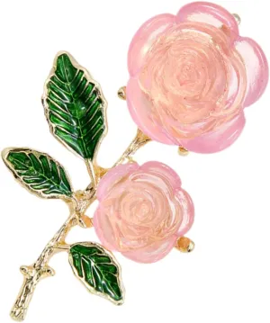 Gatuida Alloy Flower Brooch for Women Elegant Floral Pin with Leaf Design Clothing Accessory for Jackets Coats and Scarves