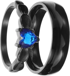 Gatuida Elegant Couple Finger Rings 2pcs Matching Wedding Bands Fashion Metal Rings for Couples' Love
