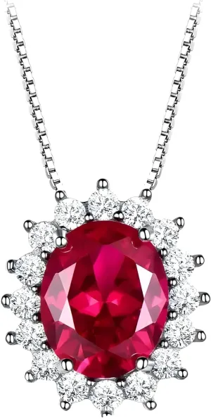 Gemstone necklace 925 Sterling Silver Princess 10 * 8mm Gemstone Pendant Engagement Wedding Necklace For Women With Chain-N36