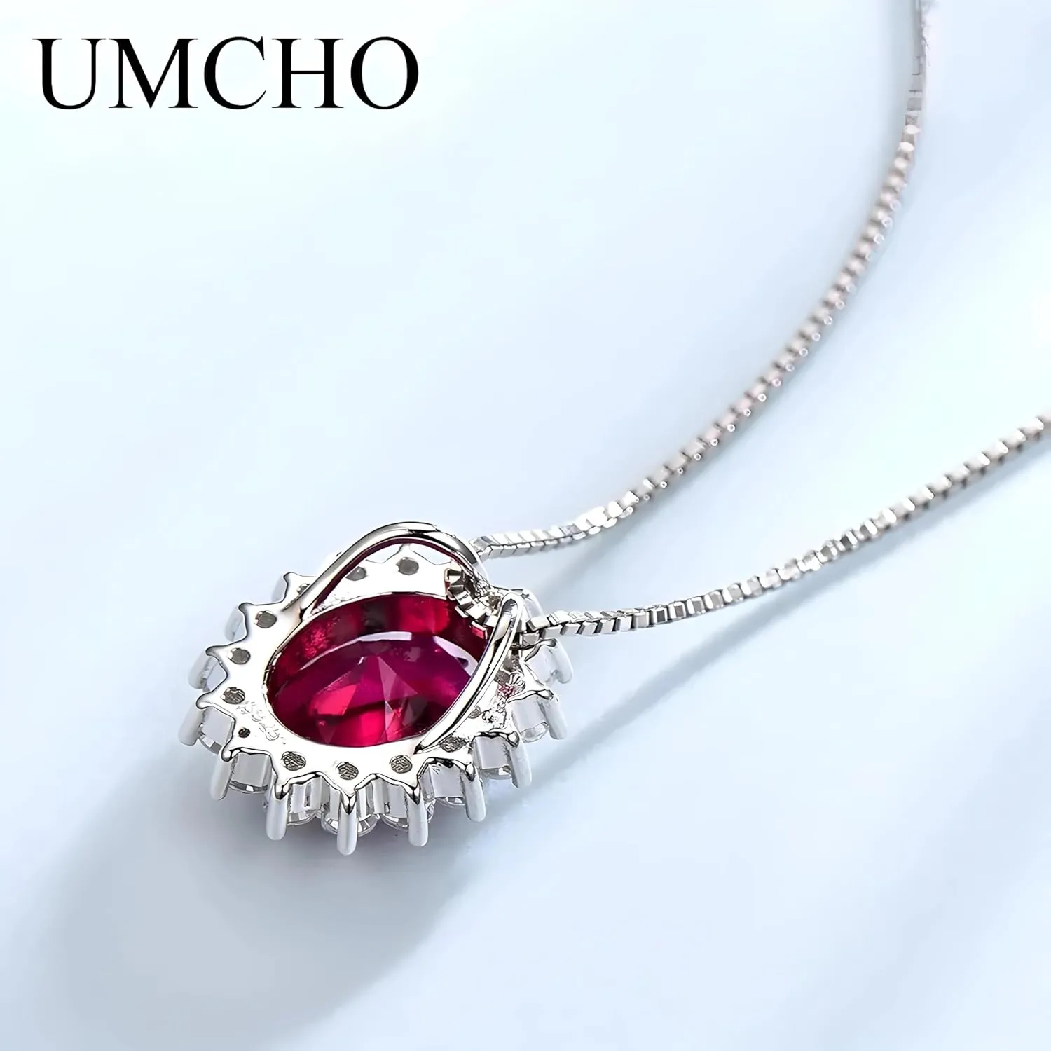 Gemstone necklace 925 Sterling Silver Princess 10 * 8mm Gemstone Pendant Engagement Wedding Necklace For Women With Chain-N36